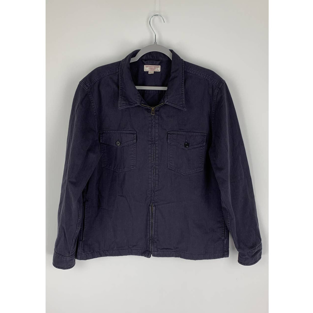J Crew Wallace & Barnes Full Zip, Twill Trucker Jacket - Men’s L, Weathered Navy